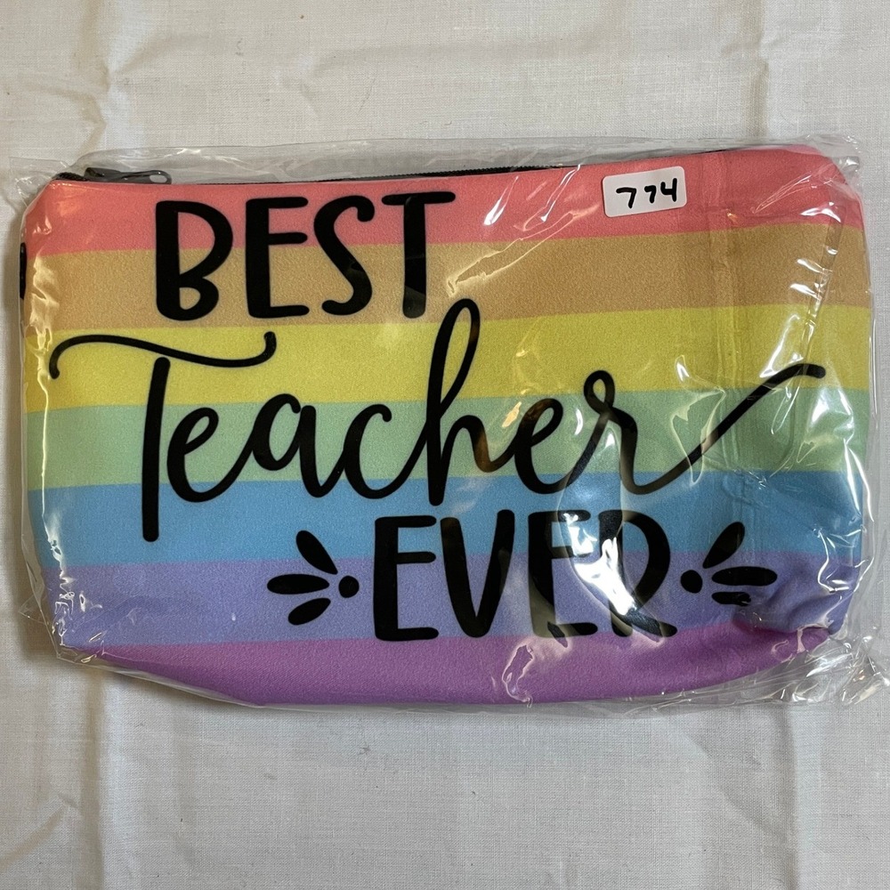The Pouch Cosmetic Bag Teacher OS Multicolor NEW Rainbow Best Teacher Ever Gift